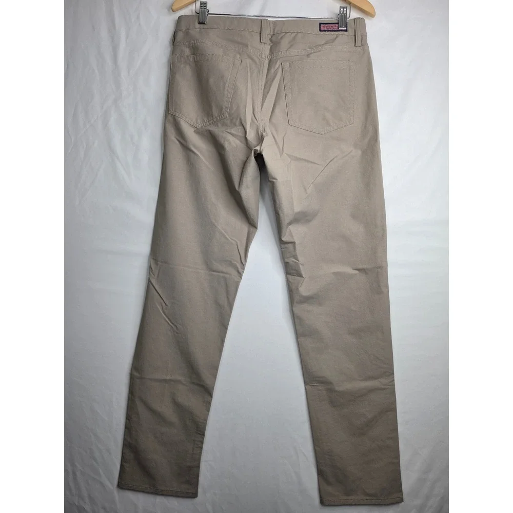 Vineyard Vines On-The-Go Khaki Tan 5-Pocket Performance Pants Mens Stretch